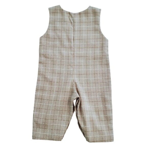 Carriage Boutiques Tan Plaid Longalls Size 6m - Picture 4 of 5